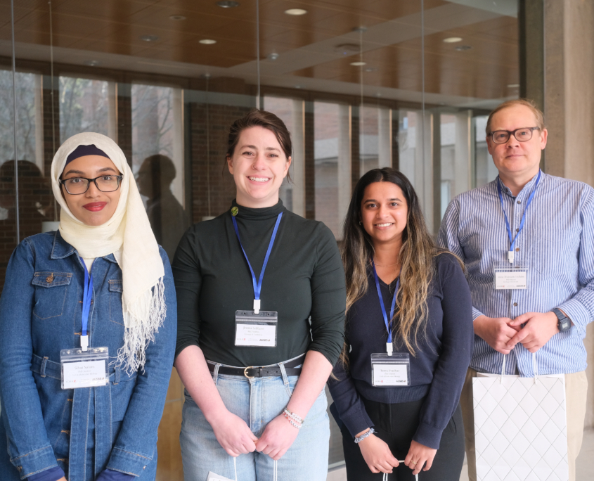 Winners of AGSBS' 50th Annual Biology Symposium. From left to right: Sihat Salam, Jenna LeBlanc, Tanya Prashar, and Jessie Huisken